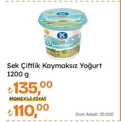 Sek Çiftlik Kaymaksız Yoğurt 1200 g