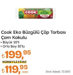 Cook Eko Büzgülü Çam Kokulu Çöp Torbası Büyük 20'li /Orta Boy 30'lu