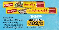 Koroplast Streç Film 33 Metre/Pişirme Kağıdı 16'lı/8 M