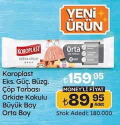 Koroplast Eks Güçlü Büzgülü Çöp Torbası Orkide Kokulu Büyük Boy Orta Boy