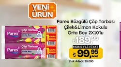 Parex Büzgülü Çöp Torbası Çilek&Limon Kokulu Orta Boy 2x10'lu