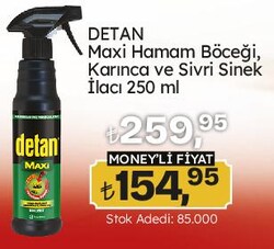 Detan Maxi Hamam Böceği Karınca ve Sivri Sinek İlacı 250 ml