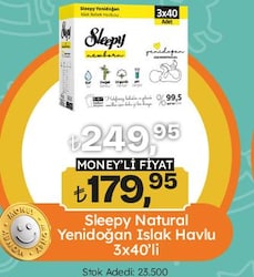 Sleepy Natural Yenidoğan Islak Havlu 3x40'lı 
