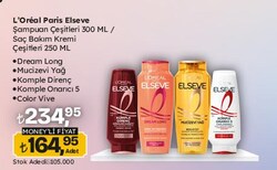 L'Oreal Paris Elseve Dream Long/Mucizevi Yağ/Komple Direnç/Komple Onarıcı 5/Color Vive Şampuan Çeşitleri 300 ml/Saç Bakım Kremi Çeşitleri 250 ml