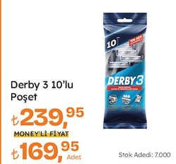 Derby 3 10'lu Tıraş Bıçağı Poşet