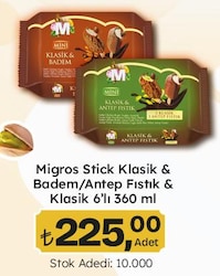 Migros Stick Klasik&Badem/Antep Fıstık&Klasik 6'lı 360 ml