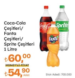 Coca Cola/Fanta/Sprite Çeşitleri Pet 1 litre