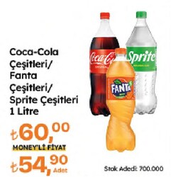 Coca Cola/Fanta/Sprite Çeşitleri Pet 1 litre