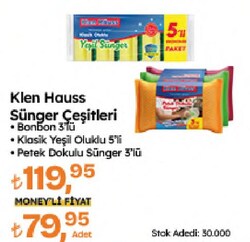 Klen Hauss Sünger Çeşitleri 3'lü 5'li 