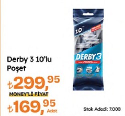Derby 3 10'lu Tıraş Bıçağı Poşet