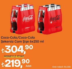 Coca Cola/Coca Cola Şekersiz Cam Şişe 6x250 ml
