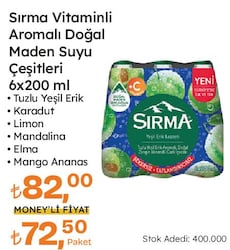 Sırma Vitaminli Doğal Maden Suyu Çeşitleri 6x200 ml