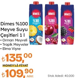 Dimes %100 Meyve Suyu Çeşitleri 1 lt