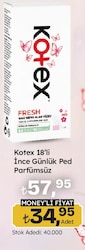 Kotex İnce Günlük Ped Parfümsüz 18'li