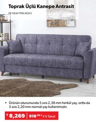 Toprak Üçlü Kanepe Antrasit