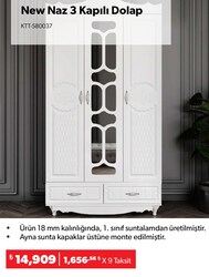 New Naz 3 Kapılı Dolap
