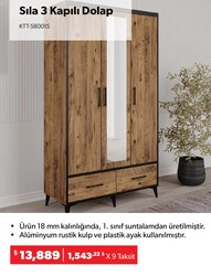 Sıla 3 Kapılı Dolap 120x55x212 cm