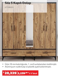 Sıla 5 Kapılı Dolap 200x55x212 cm