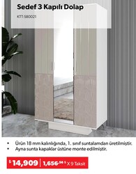 Sedef 3 Kapılı Dolap