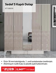 Sedef 5 Kapılı Dolap