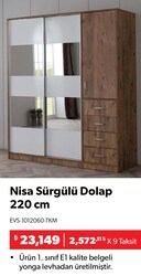Nisa Sürgülü Dolap 220 cm Beyaz-Kahverengi
