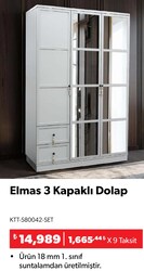 Elmas 3 Kapaklı Dolap