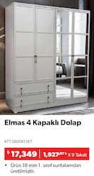Elmas 4 Kapaklı Dolap