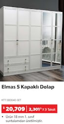 Elmas 5 Kapaklı Dolap