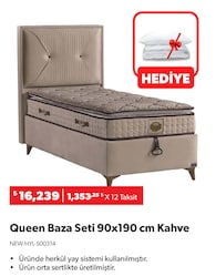 Queen Baza Seti 90x190 cm Kahve