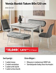 Venüs Banklı Takım 80x120 cm Bermuda-Gri