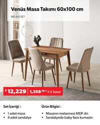 Venüs Masa Takımı 60x100 cm Hazal-Vizon