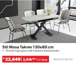 Stil Masa Takımı 130x80 cm