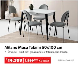 Milano Masa Takımı 60x100 cm Beyaz