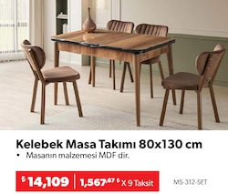 Kelebek Masa Takımı 80x130 cm Hazal-Kahverengi