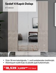 Sedef 4 Kapılı Dolap