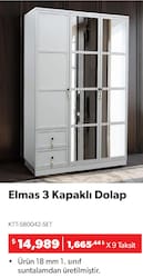 Elmas 3 Kapaklı Dolap