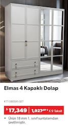 Elmas 4 Kapaklı Dolap