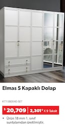 Elmas 5 Kapaklı Dolap