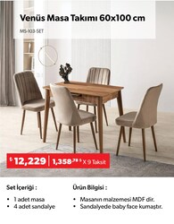 Venüs Masa Takımı 60x100cm Cappuccino-Vizon