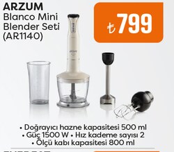 Arzum AR1140 Blanco Mini Blender Seti 