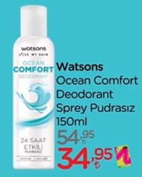Watsons Ocean Comfort Deodorant Sprey Pudrasız 150 ml