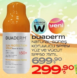 Duaderm Natural Güneş Koruyucu Sprey Yüz ve Vücut SPF50 75 ml
