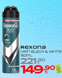 Rexona Men Üstün Koruma Invisible Black & White 150 ml Erkek Deodorant