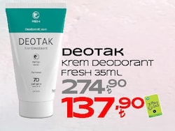 Deotak Fresh Mentol 35 ml Krem Deodorant