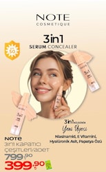 Note 3in1 Serum Concealer Nemlendirici Ve Aydınlatıcı Göz Altı Kapatıcısı 00 Light