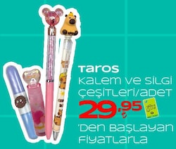 Taros Kalem ve Silgi Çeşitleri/Adet