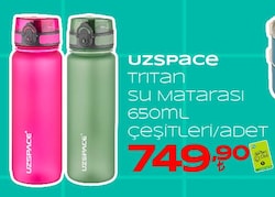 Uzspace 650 ml Tritan Su Matarası 14 Farklı Renk Softtouch Yeşil