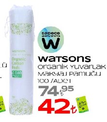 Watsons Organik Yuvarlak Makyaj Pamuğu 100 Adet