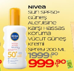 Nivea Sun SPF50+ Güneş Alerjisine Karşı Hassas Koruma Vücut Güneş Kremi Sprey 200 ml