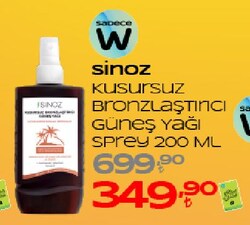 Sinoz Kusursuz Bronzlaştırıcı Güneş Yağı Sprey 200 ml